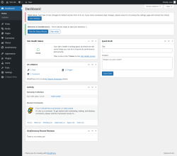 Page screenshot: Dashboard ‹ Test site — WordPress