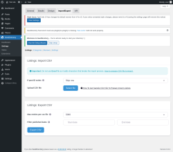 Page screenshot: GeoDirectory → Settings → Import/Export