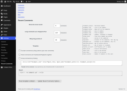 Page screenshot: Settings &rarr; Recent Comments