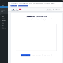 Page screenshot: Get Genie &lsaquo; Test site &mdash; WordPress