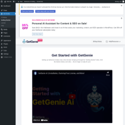 Page screenshot: Get Genie &lsaquo; Test site &mdash; WordPress