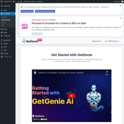 Page screenshot: Get Genie &lsaquo; Test site &mdash; WordPress