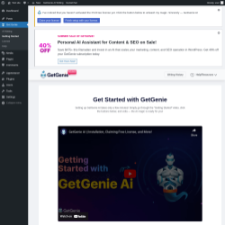 Page screenshot: Get Genie &lsaquo; Test site &mdash; WordPress