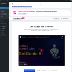 Page screenshot: Get Genie &lsaquo; Test site &mdash; WordPress