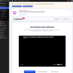 Page screenshot: Get Genie &lsaquo; Test site &mdash; WordPress