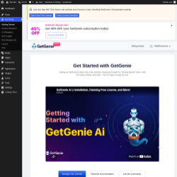 Page screenshot: Get Genie &lsaquo; Test site &mdash; WordPress