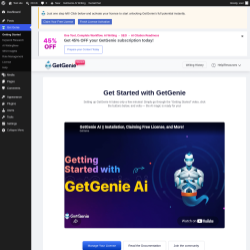 Page screenshot: Get Genie &lsaquo; Test site &mdash; WordPress