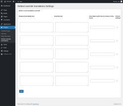 Page screenshot: Plugins  &rarr; Gettext override translations