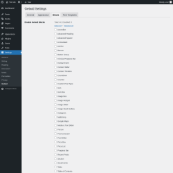 Page screenshot: Settings → Getwid → 
						Blocks					