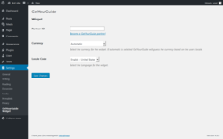 Page screenshot: Settings  → GetYourGuide Widget