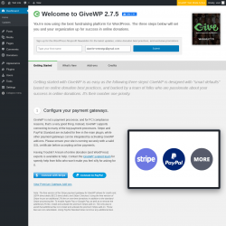 Page screenshot: GiveWP 2.7.5 - Getting Started Guide ‹ Test site — WordPress