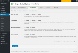 Page screenshot: Donations → Settings → Default Options