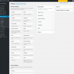 Page screenshot: Widgets ‹ Test site — WordPress