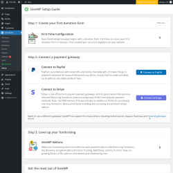 Page screenshot: Donations &rarr; Setup