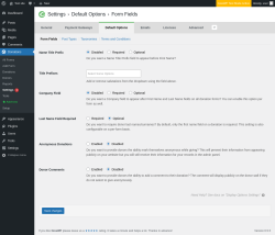 Page screenshot: Donations &rarr; Settings 1 &rarr; Default Options