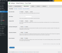 Page screenshot: Donations &rarr; Settings 1 &rarr; Default Options
