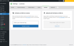 Page screenshot: Donations &rarr; Settings 1 &rarr; Licenses