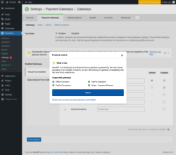 Page screenshot: Donations &rarr; Settings 1 &rarr; Payment Gateways
