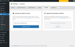Page screenshot: Donations &rarr; Settings 1 &rarr; Licenses