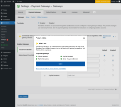 Page screenshot: Donations &rarr; Settings 1 &rarr; Payment Gateways
