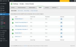Page screenshot: GiveWP → Settings 1 → Emails