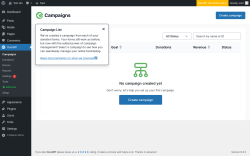 Page screenshot: GiveWP → Campaigns
