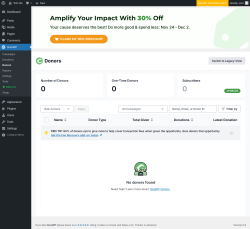 Page screenshot: GiveWP &rarr; Donors