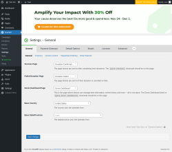Page screenshot: GiveWP &rarr; Settings
