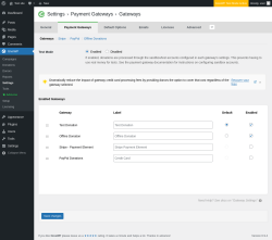 Page screenshot: GiveWP &rarr; Settings &rarr; Payment Gateways