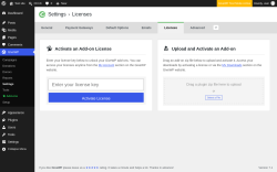 Page screenshot: GiveWP &rarr; Settings &rarr; Licenses