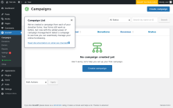 Page screenshot: GiveWP → Campaigns