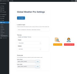 Page screenshot: Settings &rarr; Global Weather Pro