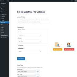 Page screenshot: Settings &rarr; Global Weather Pro
