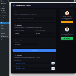 Page screenshot: Settings &rarr; Global Weather Pro
