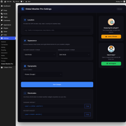 Page screenshot: Settings &rarr; Global Weather Pro