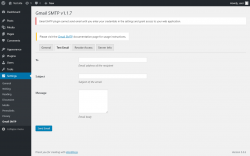 Page screenshot: Settings  → Gmail SMTP → Test Email
