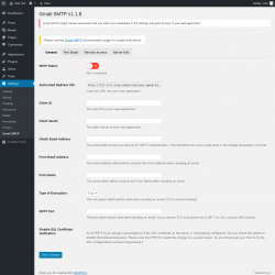 Page screenshot: Settings → Gmail SMTP