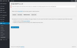 Page screenshot: Settings → Gmail SMTP → Revoke Access