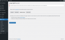 Page screenshot: Settings → Gmail SMTP → Revoke Access