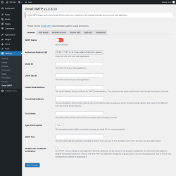 Page screenshot: Settings → Gmail SMTP