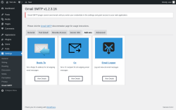 Page screenshot: Settings → Gmail SMTP → Add-ons