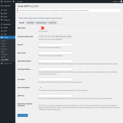 Page screenshot: Settings → Gmail SMTP