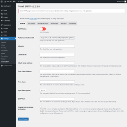 Page screenshot: Settings → Gmail SMTP