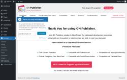 Page screenshot: GN Publisher Settings ‹ Test site — WordPress