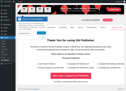 Page screenshot: GN Publisher Settings ‹ Test site — WordPress