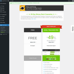 Page screenshot: Goal Tracker → Upgrade  ➤