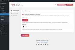 Page screenshot: GoDAM → Settings