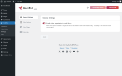 Page screenshot: GoDAM → Settings