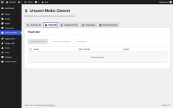 Page screenshot: Unused Media &rarr;  Trash (0)