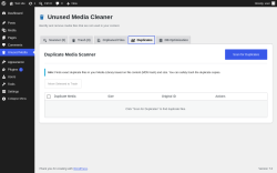 Page screenshot: Unused Media &rarr;  Duplicates 